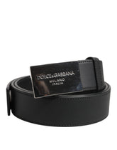 Dolce & Gabbana Black Leather Classic Metal Logo Buckle Belt